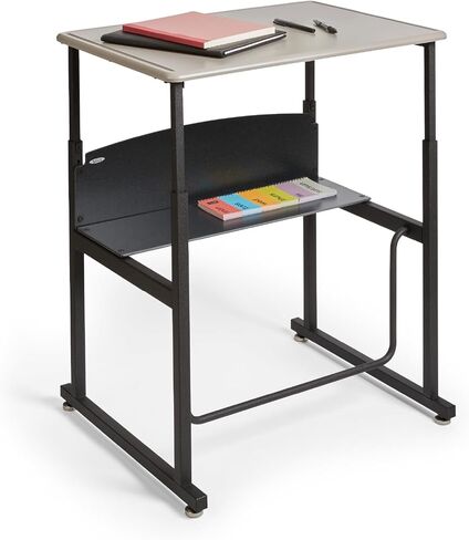 Safco AlphaBetter Stand-Up Student Desk, Features a Swinging Pendulum Footrest Bar & a 28" W x 20" D Durable Desktop, Adjustable Height, Gray in Saudi Arabia