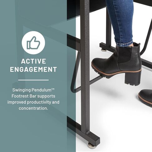 Safco AlphaBetter Stand-Up Student Desk, Features a Swinging Pendulum Footrest Bar & a 28" W x 20" D Durable Desktop, Adjustable Height, Gray in Saudi Arabia