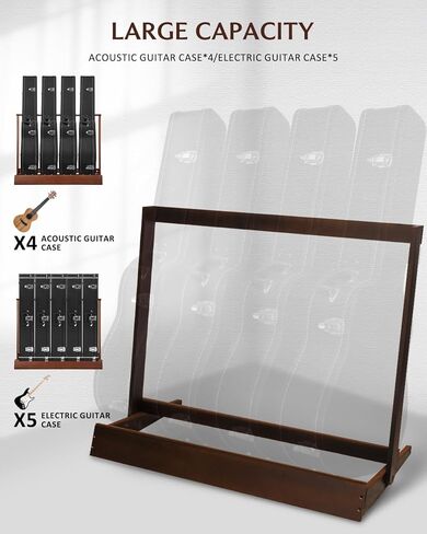 حامل حامل جيتار متعدد من STRICH، حامل جيتار من الخشب الصلب قابل للطي لتوفير مساحة متعددة في الخزانة للاستوديو المنزلي - UPGRATE (SMT-20C، حبوب الجوز) in Kuwait