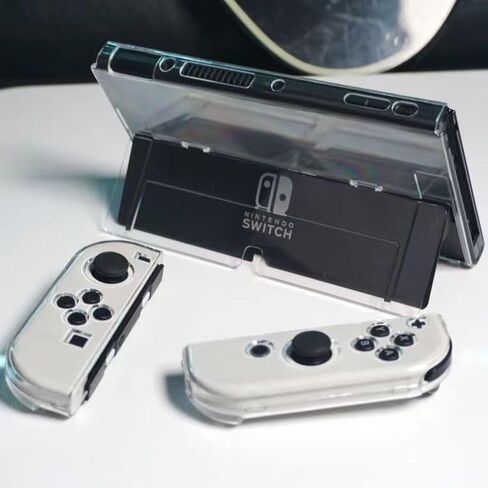 غطاء حماية شفاف من تريكاري لجهاز نينتندو سويتش OLED مقاس 7 بوصات 2021 لوحدة التحكم الرئيسية لجهاز Joycon غطاء شفاف قابل للإرساء غطاء مسند in Kuwait