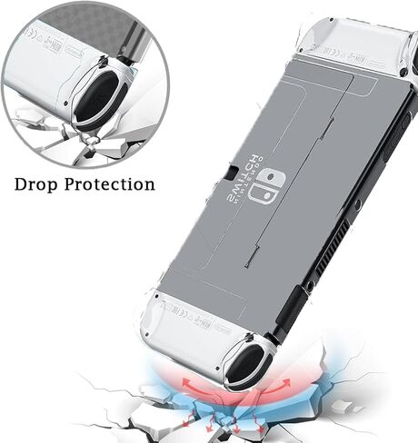 غطاء حماية شفاف من تريكاري لجهاز نينتندو سويتش OLED مقاس 7 بوصات 2021 لوحدة التحكم الرئيسية لجهاز Joycon غطاء شفاف قابل للإرساء غطاء مسند in Kuwait