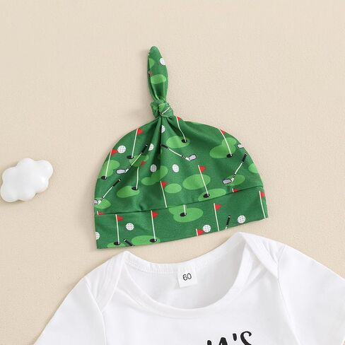 Baby Boy Girl Summer Clothes Daddy's Future Golfing Buddy Short Sleeve Romper Long Pants Hat Newborn Golf Outfits in Saudi Arabia