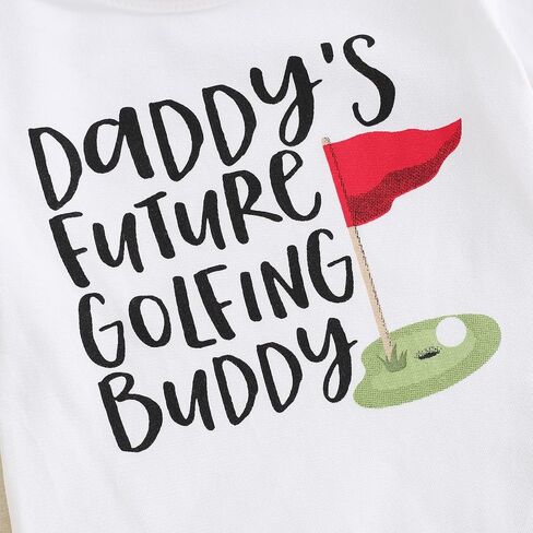 Baby Boy Girl Summer Clothes Daddy's Future Golfing Buddy Short Sleeve Romper Long Pants Hat Newborn Golf Outfits in Saudi Arabia