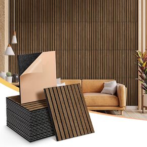 12 حزمة ألواح جدران صوتية كبيرة ، ألواح دليل صوتي للجدار ، 16 × 12 × 0.4 بوصة لوحات صوتية صوتية ذاتية اللصق ، علاج صوتي لتسجيل المكاتب المنزلية Walnut in Kuwait