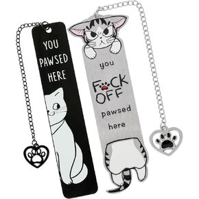 Cute Cartoon Cat Metal Bookmark,Funny Kawaii Stainless Steel Bookmarks, Book Marks for Reading Women,Gift for Cat Book Lover in Kuwait