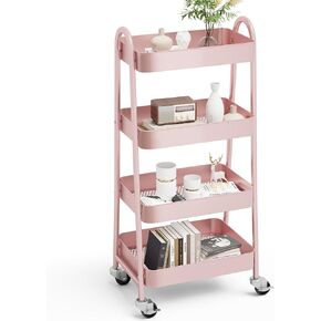 OLIXIS 3 Tier Utility Rolling Cart with Lockable Caster Wheels, Metal Mobile Storage Shelf, Organization for Livingroom, Bathroom, Kitchen, & Narrow Places, Light Green in Kuwait