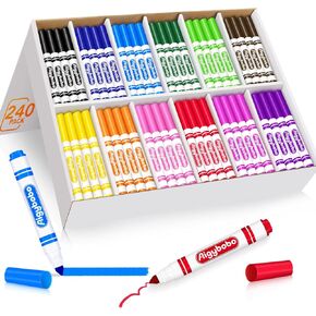 Aigybobo 192 Count Washable Markers Bulk, 12 Assorted Colors, Broad Line Conical Tip Coloring Marker for Kids, Markers Bulk Pack for Classroom, School Art Supplies & Back to School Supplies in Kuwait