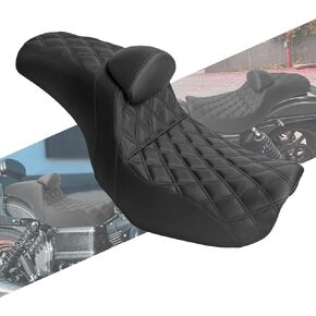One-Piece Rider Passenger Seat 2-up Pillion Seat Cushion Fit For Harley Dyna Fat Bob FXDF Low Rider FXDL Street Bob FXDB Switchback FLD Wide Glide FXDWG 2006–2017 (Red Stitching) in Kuwait