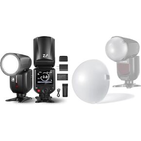 NEEWER Z2-N 2.4G TTL Round Head Flash Speedlite لنيكون + M12 موزع قبة مغناطيسي لـ Speedlite ذو الرأس المستدير، 76Ws Speedlight 1/8000s HSS 7.4V/2600mAh بطارية 480 فلاش طاقة كاملة in Kuwait