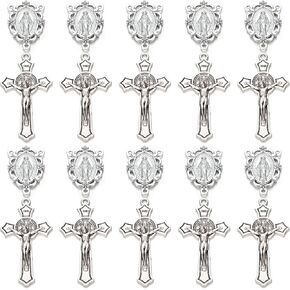 20Pcs Religious Rosary Centerpiece Connectors and Crucifix Set, Gold-Tone Medal and Cross Charms, 1.26 inch Medal, 1.97 inch Cross in Kuwait