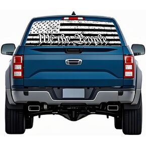 Rear Window Decals for Trucks - 65x17.3 in Back Window American Flag Decals Fit Most Pickup Trucks SUV, Vinyl Back Window Decal Truck Rear Window Graphics for Personalized in Kuwait