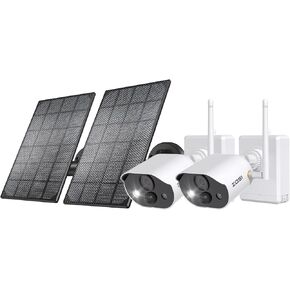 كاميرا ZOSI 2 x C306 Pro 3MP 2K لاسلكية للأمن الشمسي في الهواء الطلق - تعمل بالبطارية/الطاقة الشمسية، رؤية ليلية ملونة، كشف حركة PIR، إنذار الأضواء، تخزين بطاقة السحابة/الذاكرة (لا تتضمن بطاقة الذاكرة) in Kuwait