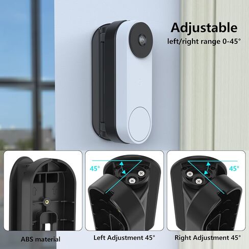 حامل جرس باب قابل للتعديل لجرس Google Nest Doorbell السلكي من الجيل الثالث، حامل بزاوية متوافق مع كاميرا Nest Doorbell، أسود in Kuwait