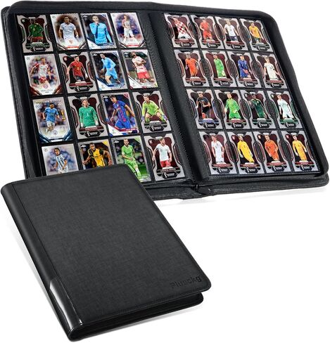 Toploader Card Binder 4 Pocket,160-Card Trading Card Album-Premium PU Zipper Hard Case,Sideload PVC-Free Pages, Fits 2.5 x 3.5 MTG,TCG, YuGiOh,Game Cards & Sports Cards, with Spine Label (Black) in Kuwait