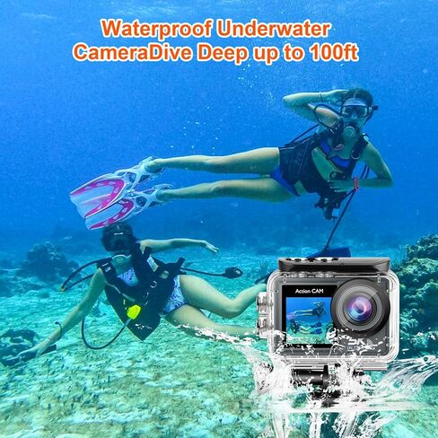 كاميرا الحركة 5K 30FPS 20MP كاميرا مقاومة للماء 100 قدم تحت الماء EIS كاميرا رياضية مع شاشة تعمل باللمس، زاوية واسعة 170 درجة، جهاز تحكم عن بعد، واي فاي، تكبير 5X للغطس والغوص وركوب الدراجات ومدونات الفيديو in Kuwait