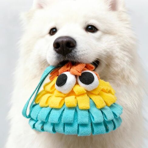 Snuffle Mat for Dogs with Squeaky, Interactive Dog Puzzle for Boredom, Slow Eating, Training Foraging Skills and Stress Relief, Pet Treat Feeding Mat for Dogs Cats (Orange Yellow Blue, Regular) in Saudi Arabia