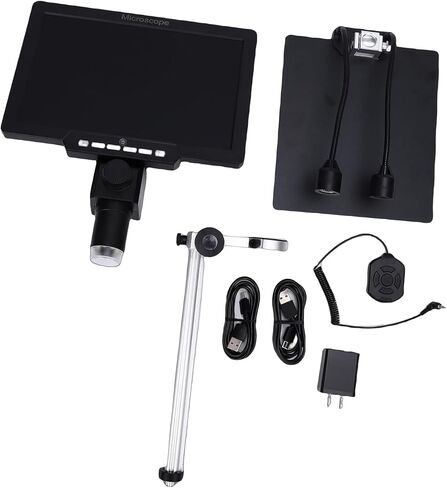 VBESTLIFE Digital Microscope, 10.1 Inch IPS Screen 2000X Magnification 12MP Camera with 32GB Storage, for PCB Repair, Real Time Recording (with Battery US Plug 110V) in Saudi Arabia
