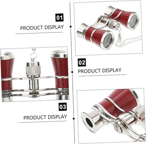 Veemoon مناظير مسرح عتيقة بطول 25 مترًا مع سلسلة نظارات أوبرا خفيفة الوزن ومدمجة للحفلات الموسيقية وسباق الخيل، تصميم أنيق باللون الفضي والنبيذ الأحمر in Kuwait