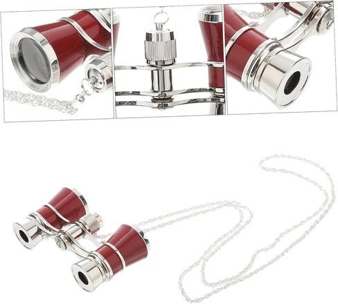 Veemoon مناظير مسرح عتيقة بطول 25 مترًا مع سلسلة نظارات أوبرا خفيفة الوزن ومدمجة للحفلات الموسيقية وسباق الخيل، تصميم أنيق باللون الفضي والنبيذ الأحمر in Kuwait