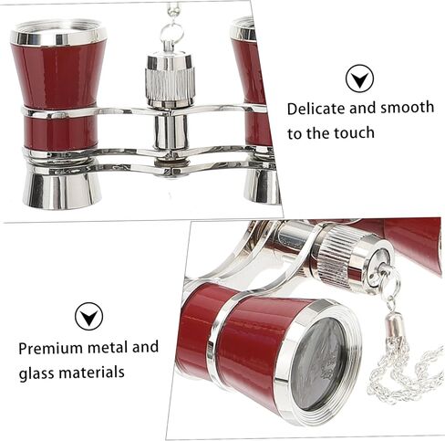 Veemoon مناظير مسرح عتيقة بطول 25 مترًا مع سلسلة نظارات أوبرا خفيفة الوزن ومدمجة للحفلات الموسيقية وسباق الخيل، تصميم أنيق باللون الفضي والنبيذ الأحمر in Kuwait