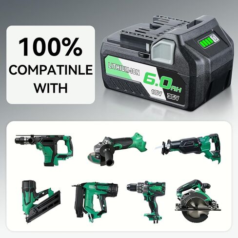 2-Pack 6.0Ah 18V/36V Lithium-Ion Replacement for Metabo Battery | Compatible with 371751M 372121M BSL36A18 BSL36B18 Cordless Power Tools in Saudi Arabia