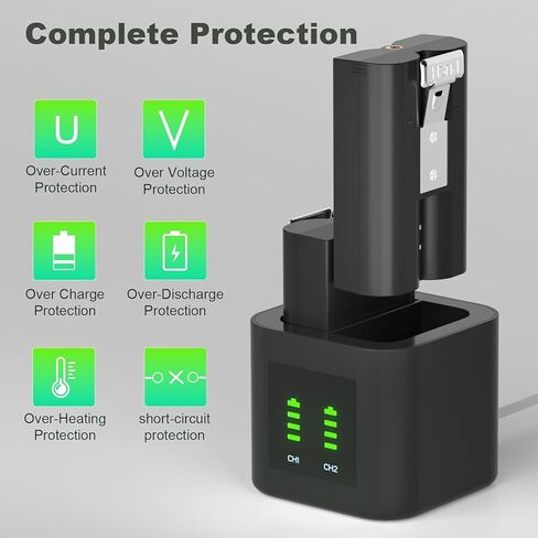 Replacement Battery for Ring Doorbell - 7200mAh Rechargeable Camera Batteries with Charger Station for Ring Video Doorbell 2/3/3 Plus/4, Spotlight Cam, Stick Up Cam (2 Battery & Charger Station) in Kuwait