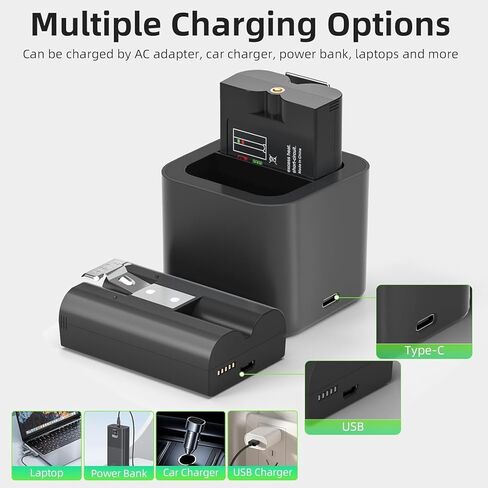Replacement Battery for Ring Doorbell - 7200mAh Rechargeable Camera Batteries with Charger Station for Ring Video Doorbell 2/3/3 Plus/4, Spotlight Cam, Stick Up Cam (2 Battery & Charger Station) in Kuwait