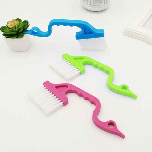 TEHAUX 9pcs مجموعة فرشاة تنظيف أخدود النافذة المحمولة مع مقابض وردية وزرقاء وخضراء لإزالة الغبار في فتحة المطبخ والحمام in Kuwait
