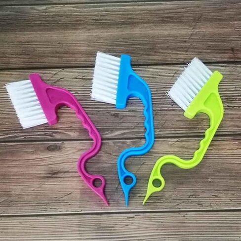 TEHAUX 9pcs مجموعة فرشاة تنظيف أخدود النافذة المحمولة مع مقابض وردية وزرقاء وخضراء لإزالة الغبار في فتحة المطبخ والحمام in Kuwait