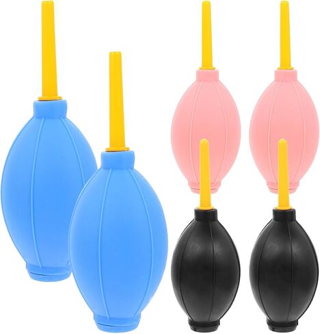 6pcs Rubber Bulb Air Pumps Cleaning Air Blowers for Camera Lens and Eyelash Extensions, Portable Silicone Dust Blower Set with Black, Pink, Blue Handles for Electronics and Photo in Saudi Arabia