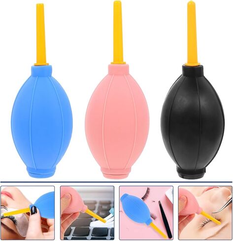6pcs Rubber Bulb Air Pumps Cleaning Air Blowers for Camera Lens and Eyelash Extensions, Portable Silicone Dust Blower Set with Black, Pink, Blue Handles for Electronics and Photo in Saudi Arabia