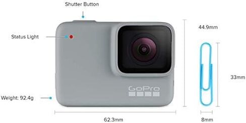 GoPro HERO7 White - تغليف التجارة الإلكترونية - كاميرا عمل رقمية مقاومة للماء مع شاشة تعمل باللمس فيديو بدقة 4K HD بدقة 10 ميجابكسل، تثبيت البث المباشر (متجدد) in Kuwait