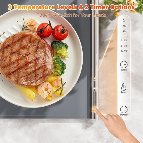 Food Warming Mat, 10s Fast Full-Surface Heating Warming Tray, Raised Feet Protect Countertop, 3 Temperature Levels, 4-Hour Timer, Portable Design for Party Buffet Home Use, Beige in Saudi Arabia