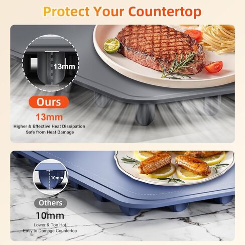 Food Warming Mat, 10s Fast Full-Surface Heating Warming Tray, Raised Feet Protect Countertop, 3 Temperature Levels, 4-Hour Timer, Portable Design for Party Buffet Home Use, Beige in Saudi Arabia