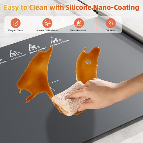 Food Warming Mat, 10s Fast Full-Surface Heating Warming Tray, Raised Feet Protect Countertop, 3 Temperature Levels, 4-Hour Timer, Portable Design for Party Buffet Home Use, Beige in Saudi Arabia