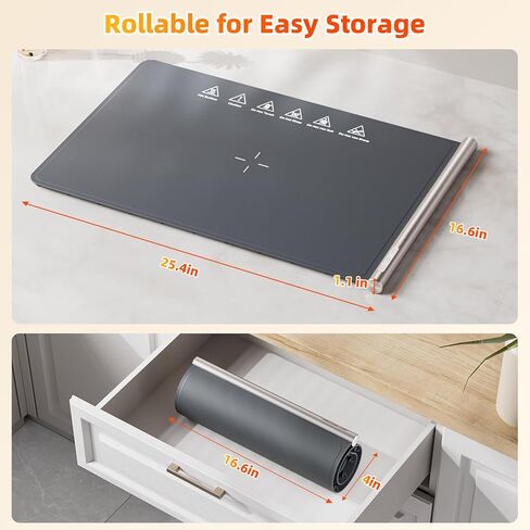 Food Warming Mat, 10s Fast Full-Surface Heating Warming Tray, Raised Feet Protect Countertop, 3 Temperature Levels, 4-Hour Timer, Portable Design for Party Buffet Home Use, Beige in Saudi Arabia