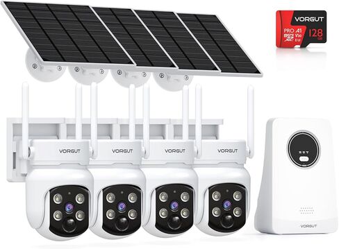 Solar Security Cameras Wireless Outdoor, 4MP Solar Powered Home Security Camera System with 10CH NVR, 128G Local Recording, Color Night Vision, 2.4G & 5GHz WiFi, 360° Pan & Tilt, 2 Cam Kit in Saudi Arabia