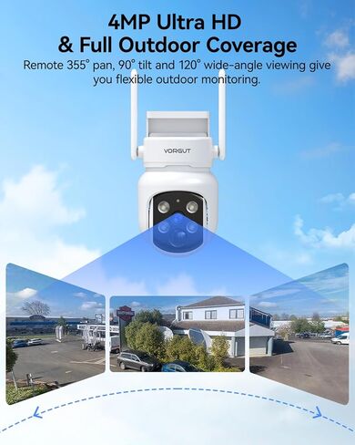 Solar Security Cameras Wireless Outdoor, 4MP Solar Powered Home Security Camera System with 10CH NVR, 128G Local Recording, Color Night Vision, 2.4G & 5GHz WiFi, 360° Pan & Tilt, 4 Cam Kit in Saudi Arabia