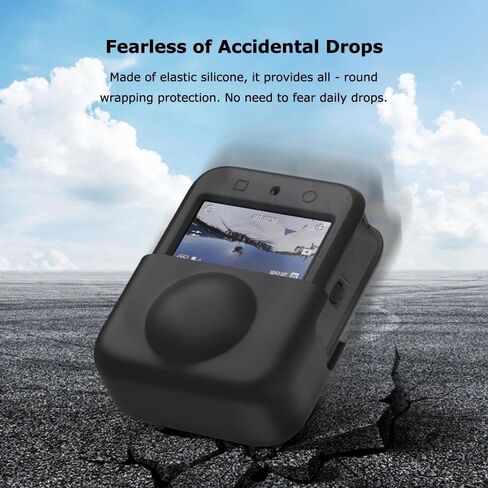 حزمة واقية متوافقة مع كاميرا DJI Osmo 360 - حافظة سيليكون مقاومة للصدمات، درع عدسة، غطاء عدسة شفاف من البولي كربونات، 3 قطع واقيات شاشة من الزجاج المقوى | تغطية كاملة (رمادي) in Kuwait