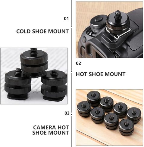 DOITOOL 4 Pcs Hot Shoe Mount Adapter with Tripod Screw for DSLR Cameras, Dual Cold Shoe Adapter Aluminum Alloy for Flash Holder and Phone Tripod, Compatible with Camera Flash and Light in Saudi Arabia