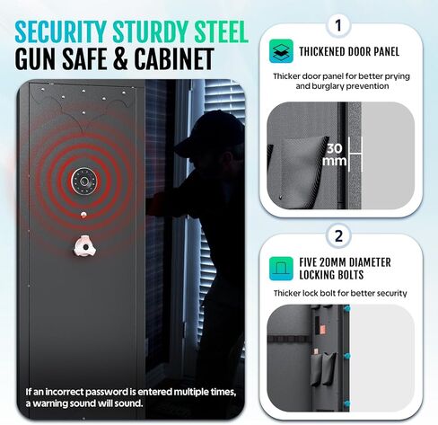 Kaer 12-15 Gun Safe ، خزانة مسدس كبيرة للبندقية والبنادق المنزلية ، بندقية آمنة للمنزل ، وصول سريع للوصول إلى آمن مع لوحة المفاتيح الرقمية ، وخزانات بندقية ، وأرافئ قابلة للتعديل وجيوب المسدس in Saudi Arabia