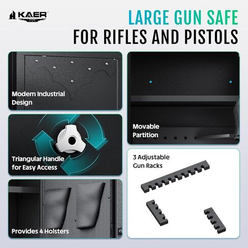 Kaer 12-15 Gun Safe ، خزانة مسدس كبيرة للبندقية والبنادق المنزلية ، بندقية آمنة للمنزل ، وصول سريع للوصول إلى آمن مع لوحة المفاتيح الرقمية ، وخزانات بندقية ، وأرافئ قابلة للتعديل وجيوب المسدس in Saudi Arabia