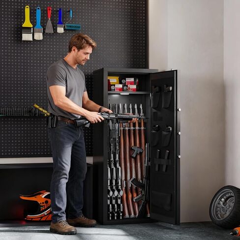 Kaer 12-15 Gun Safe ، خزانة مسدس كبيرة للبندقية والبنادق المنزلية ، بندقية آمنة للمنزل ، وصول سريع للوصول إلى آمن مع لوحة المفاتيح الرقمية ، وخزانات بندقية ، وأرافئ قابلة للتعديل وجيوب المسدس in Saudi Arabia