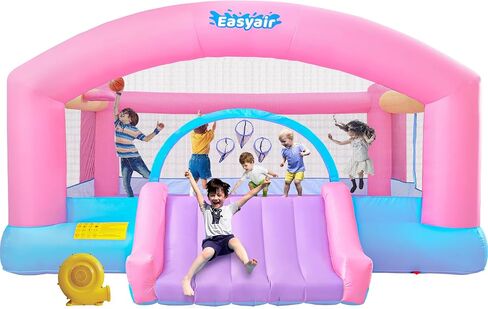 Large Bounce House for Big Kids, 14.8 x 14.5 FT Inflatable Bouncer Jumper Slide with 650W Blower, Basketball Hoop, Throw Ball Game, Ball Pits Yellow in Kuwait