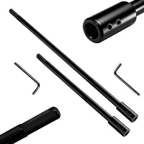 Drill Bit Extension Set, 18'' & 12'' Extension Bit Set for 3/8" Hex Shank, Forstner Bit Extension for 10.5" & 16.25" Drilling Depth, Hole Saw Extension with Hex Key for Cabinetry, Furniture Making in Kuwait