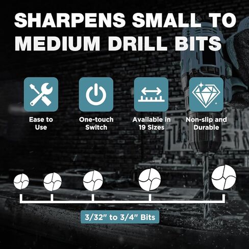 Drill Bit Sharpener for 3/32" to 3/4" Bits, Sharpens HSS and Carbide,115°-140° Angle Adjustment,Sharpening Tool for Home,Work & DIY in Saudi Arabia