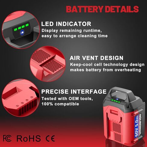 5.0 أمبير استبدال لبطارية Toro 60V، متوافقة مع بطارية Toro 60 Volt Flex-Force Max Lithium Ion L108 L135 L216 L324 L40588620 81825 88625 81850 88640 81860 88660 88675 in Saudi Arabia