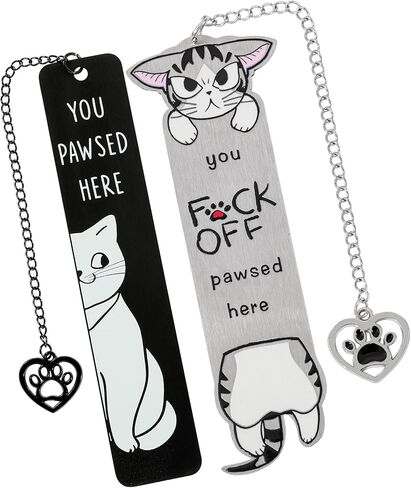 Cute Cartoon Cat Metal Bookmark,Funny Kawaii Stainless Steel Bookmarks, Book Marks for Reading Women,Gift for Cat Book Lover in Kuwait