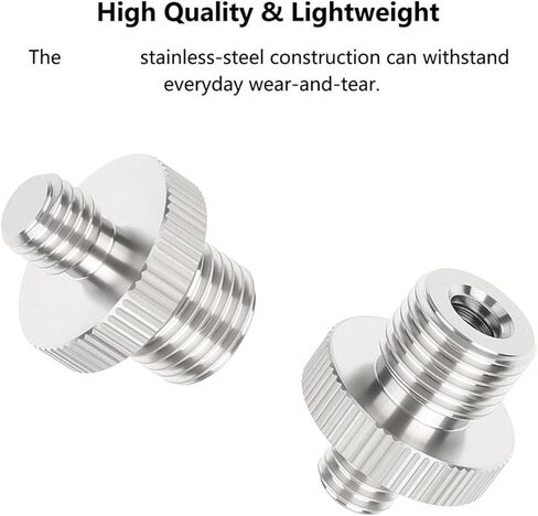 2Pcs Photography Stainless Steel Screw High Strength Male to 1/2inch-20 Male 1/4inch-20 Female Thread Adapter Stainless Steel Screw in Kuwait