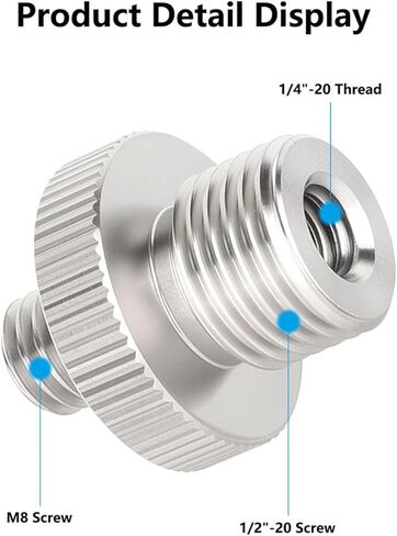 2Pcs Photography Stainless Steel Screw High Strength Male to 1/2inch-20 Male 1/4inch-20 Female Thread Adapter Stainless Steel Screw in Kuwait